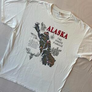 🐺 Alaska Inside Passage Graphic Tee XL Wolf Moose Nature Souvenir